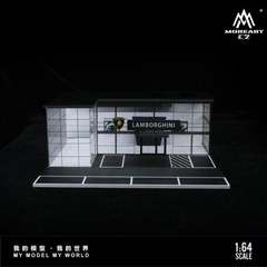 US Diorama 1/64 Diecast Car Parking Lot Showroom Model LED Street Building Scene