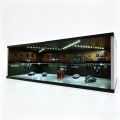Diorama 1/64 Big Garage Model LED Lighting Parking Lot Scene Display Case Toy US