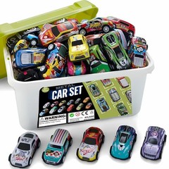 50-Pack Pull Back Cars for Kids, 1:64 Scale Mini Car Toys Bulk Metal Race Veh…