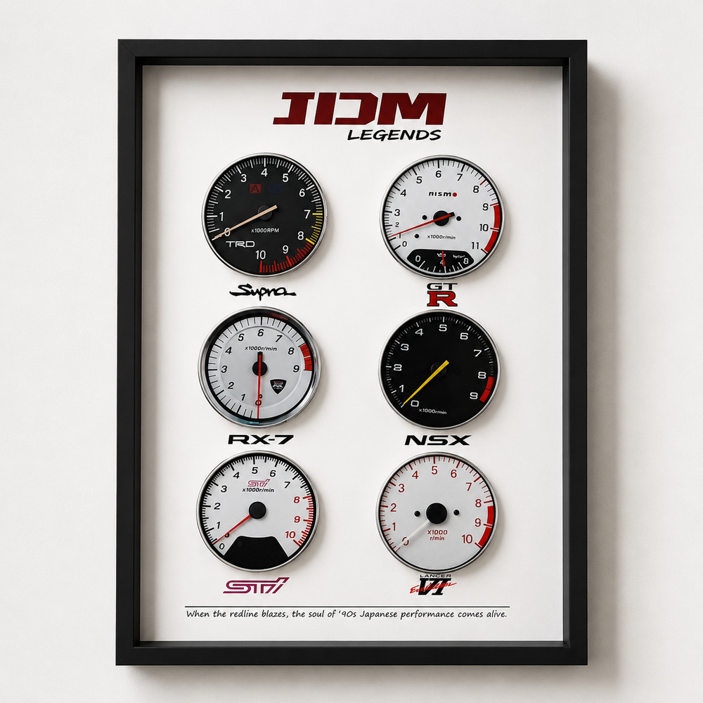 JDM Legends Gauge 3D Display Frame | Supra GT-R RX-7 NSX STI Wall Art Gift