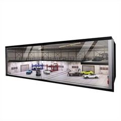 US Diorama 1/64 Diecast Car Garage Model LED Car Display Parking Lot Case Gifts