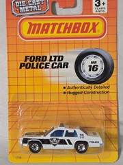 matchbox white LTD police car very rare! mip pack read description