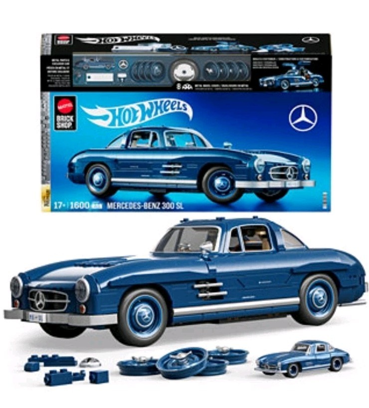 Mattel Brick Shop Hot Wheels Premium Series Set Mercedes-Benz 300 SL