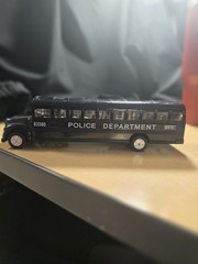 8″ Long Police Department Bus Scale Diecast Model Navy Blue Pull Back n Go