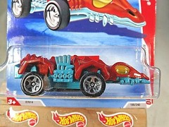 2010 Hot Wheels #185 Race World-Underground 1/4 FANGSTER Red/Teal w/5 Spokes