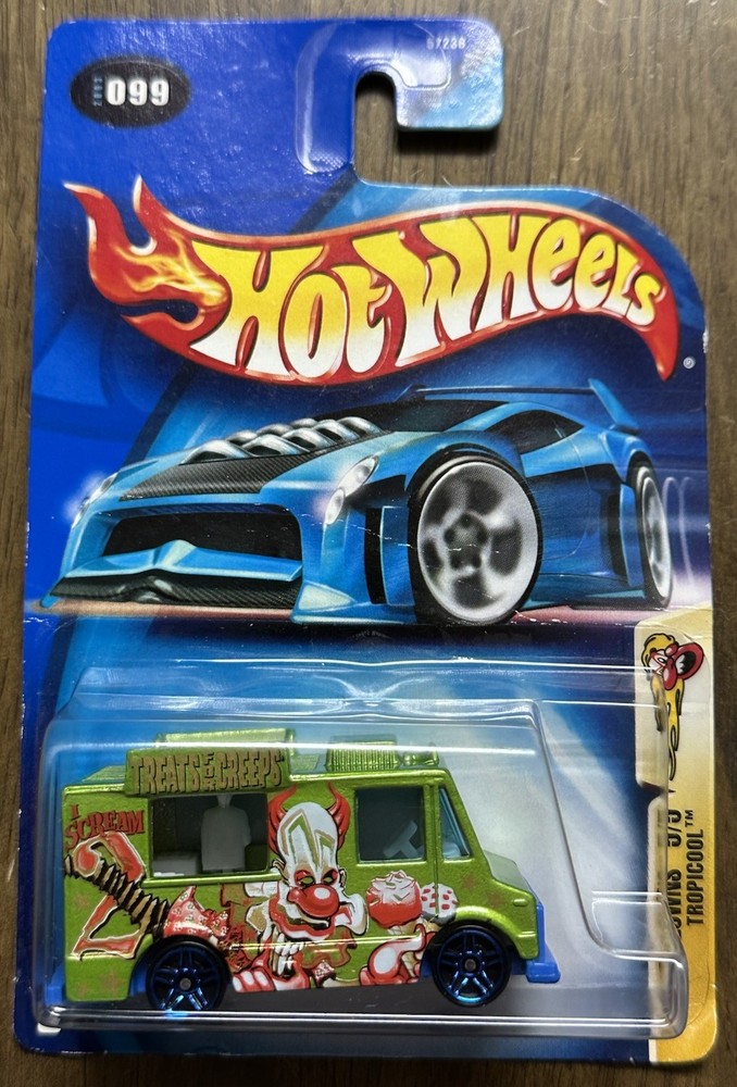 Hot Wheels 2003 #99 Crazed Clowns 5/5 TROPICOOL Van Green – NIP!!