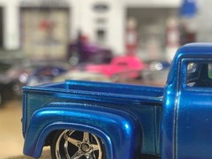 Hot Wheels Spectra Flame Blue Over Zinc Plated ‘56 Ford F100 Custom Wheel Swap