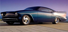 57 Chevy Classic Custom Concept Hot Rod Race55Promo Car Carousel BLU 124 118 112