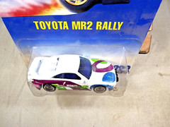 1991 Hot Wheels Blue/White Card #233 TOYOTA MR2 RALLY White w/Lace SP Wheels