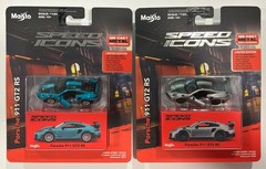 Maisto 1/64 Speed Icons Porsche 911 GT2 RS Set Of 2 – Teal & Silver