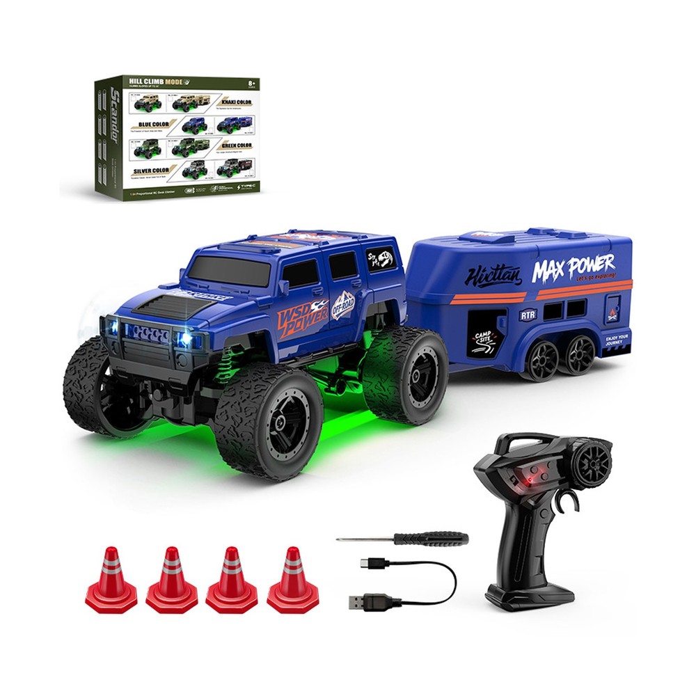1/64 Scale Mini Alloy Truck RC Car with LED Lights, 2.4Ghz Remote