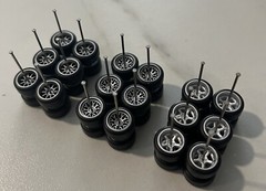1/64 Wheels & Rubber Tires (10 Car Sets) Fits Hot Wheels -Real Riders Silver Lot