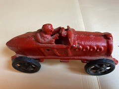Red Race Car Cast Iron Toy With Driver – Vintage