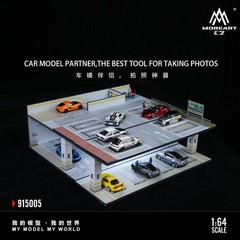 Diorama 1:64 Garage Scene Model with LED Lighting Parking Lot Display Case US