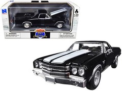 1970 Chevy El Camino SS Black White Stripes 1/25 Diecast Muscle Car New Ray