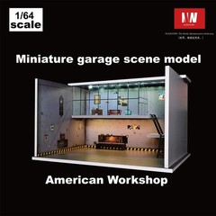 1/64 Diorama Car Garage Model LED City Repair Workshop Scene Display Model Gift