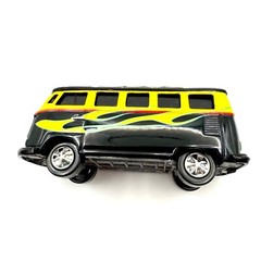 Johnny Lightning Volkswagen Samba Bus Black w Flames VW Bus Pinstripe Track Car