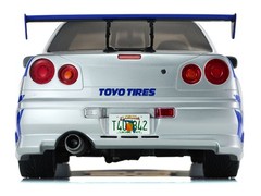 NISSAN SKYLINE GT-R (R34) RHD SILVER “FAST & FURIOUS” 1/12 BY KYOSHO KSR12007A