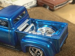Hot Wheels Spectra Flame Blue Over Zinc Plated ‘56 Ford F100 Custom Wheel Swap