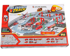 Fire Engine Track Toy Set – Diecast Alloy Emergency Vehicles & Garage – 53pc