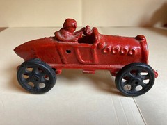 Red Race Car Cast Iron Toy With Driver – Vintage