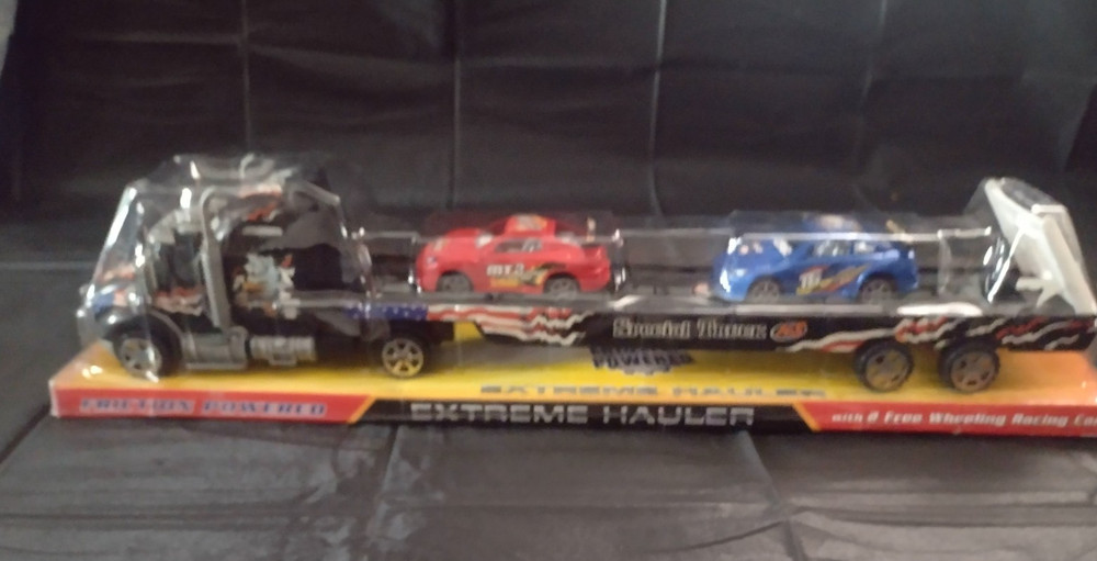 Extreme Hauler Friction Power Semi Truck Flatbed with 2 Cars NOS