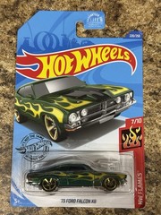 2018 Hot Wheels HW Flames Green ‘73 Ford Falcon XB FTE Wheels