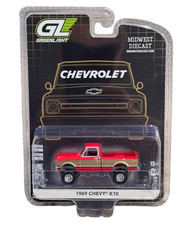 Greenlight Midwest Diecast Exclusive 1969 Chevy K10 Lifted Red Gold 1/64 51687-B