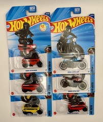 Hot Wheels Honda Motocompo Red and Yellow, Blue and Red CB750 Cafe. Lot of 6