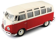 Maisto Volkswagen VW 1960s Van Samba bus 1:25 scale 7″ RED diecast CAR model