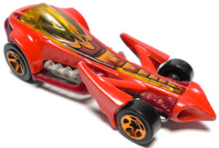 HOT WHEELS PREYING MENACE RED 1:64 DIECAST 3″ CAR W BROWN & YELLOW – COPPER RIMS