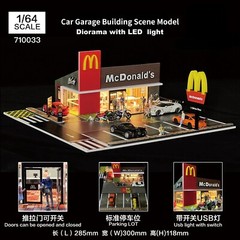 1/64 Diorama Garage Model With LED Parking Lot Display Case For Hot Wheels US