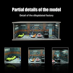 1/64 Scale Diorama Car Garage Model LED Lighting Parking Lot Scene Display Case