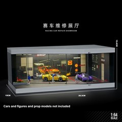 1/64 Diorama Diecast Parking Lot Model LED Lighting Garage Model Display Case