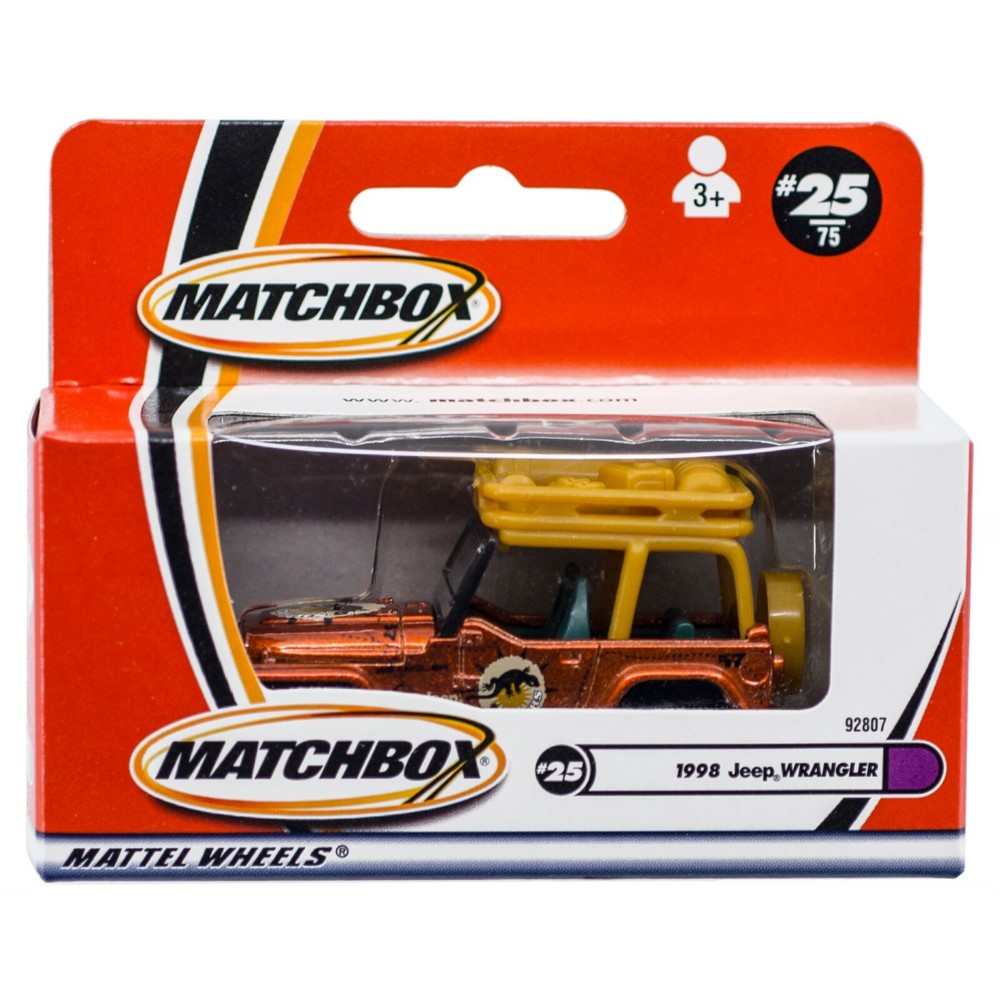 Matchbox #25 1998 Jeep Wrangler Bronze Orange 1:56 New In Box 2001