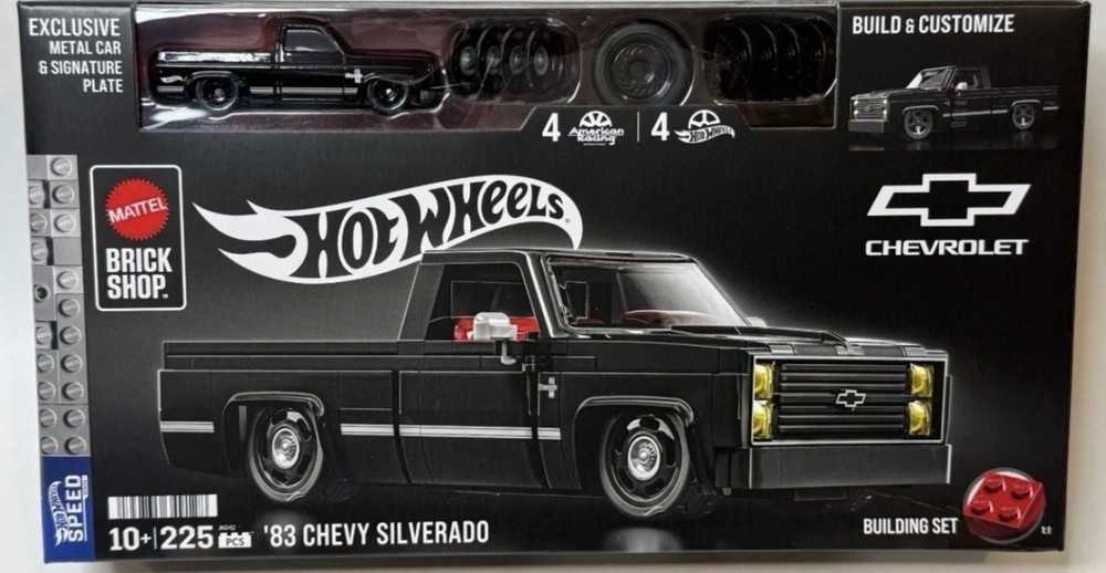 Mattel Brick Shop Hot Wheels ’83 Chevy Silverado Building Toy 225 Pieces In Hand