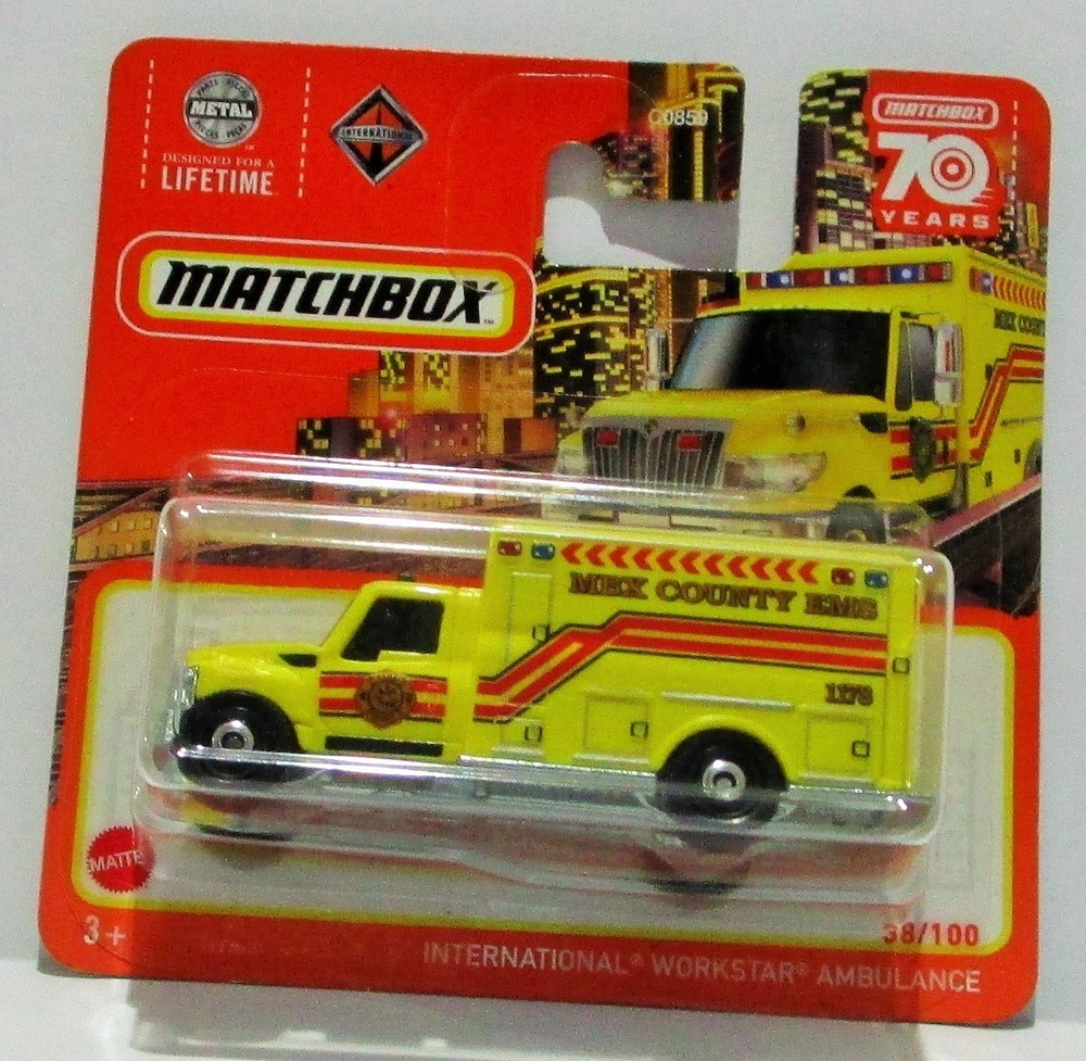 Matchbox 2023 short card basic series international workstar ambulance #38 / 125
