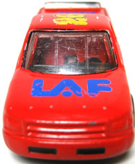 MADE IN CHINA – LAF #28 RACING PARTS 1:64 RED DIECAST 3″ PICKUP TRUCK – NICE