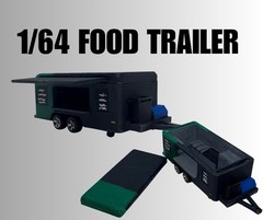 1:64 Scale Food Trailer With Hitch For Diecast Diorama – No Paint No Wheels