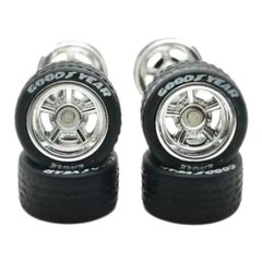 5 Sets Cragar Rims 11mm Goodyear/Whitewall Rubber Tires For Hot Wheels Swap 1/64
