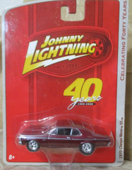 Johnny Lightning 40th Small Card 1970 Chevy Nova SS Maroon 1:64 Diecast