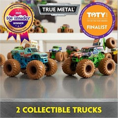 Official 1:64 Die-Cast Monster Trucks, Wash to Reveal Mystery 2-Pack for Kids