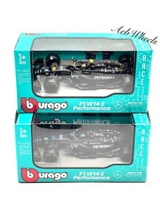 BBurago Mercedes-AMG W14 #44 HAMILTON & #63 RUSSELL LOT of 2 F1 Formula One Car