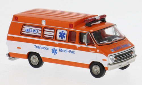 BREKINA 1975 DODGE B-200 AMBULANCE TRANSCON CANNONBALL RUN HO 1/87 PLASTIC
