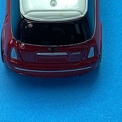 2001 Maisto Mini Cooper Metallic Red Diecast Car with White Top detailed Loose