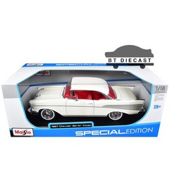 MAISTO 1957 CHEVROLET BEL AIR COUPE 1/18 DIECAST MODEL CAR WHITE 31477