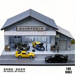 1/64 Diorama Diecast Garage Model LED Lighting Parking Lot Display Case Model US