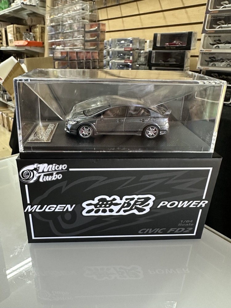 HONDA CIVIC FD2 MUGEN POWER HOOD COMES OFF 1/64 DIECAST CAR BY MICRO TURBO MT