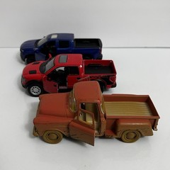 Lot of 3 Die Cast Pickup Trucks 1:43 1:46 1:32 + Random 3 Hotwheels 1:64 Trucks