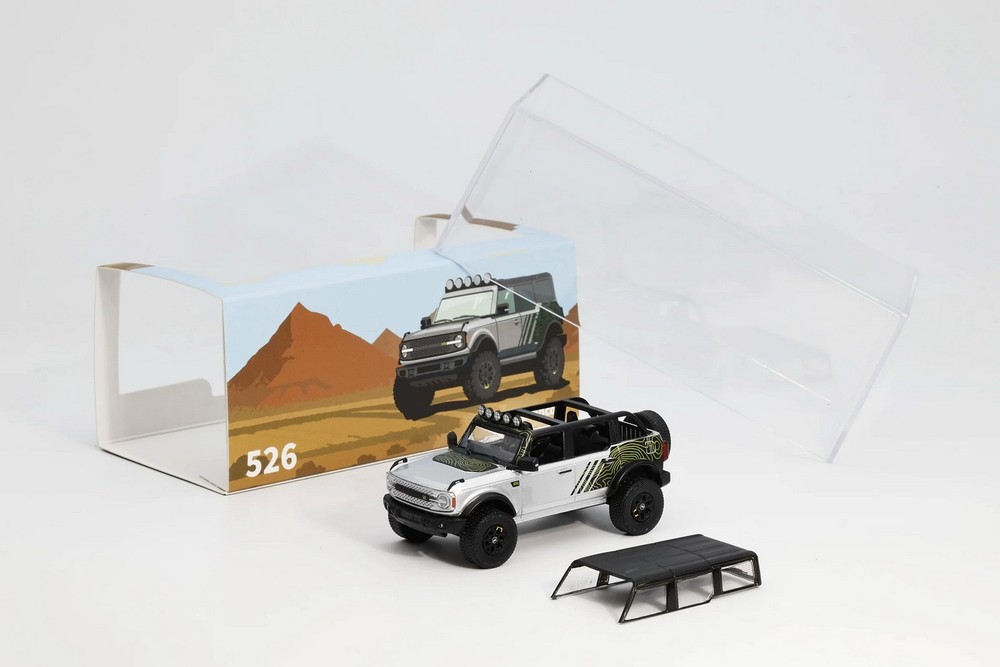 SHADOW PRO Scale 1/64 Ford Bronco Silver Diecast Model Toy Collection Gift